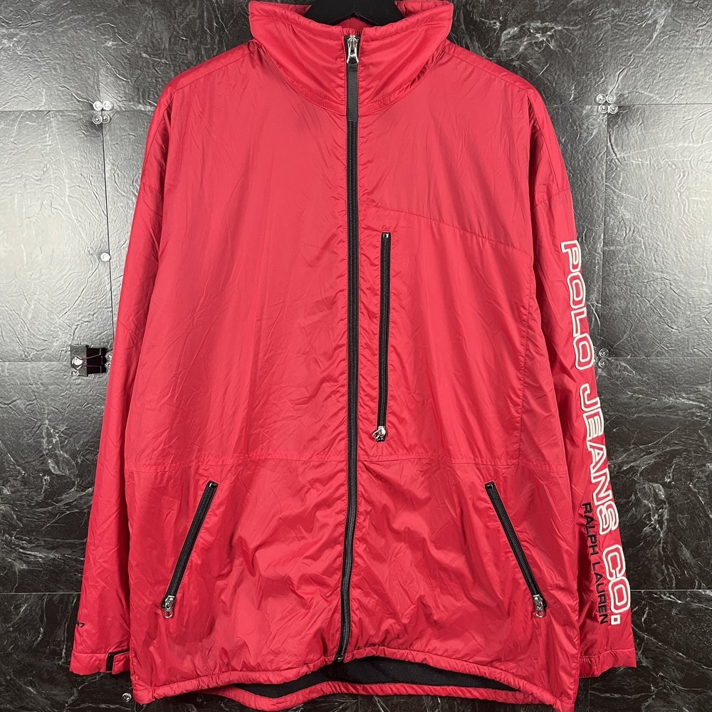 Polo Ralph Lauren Men's Red Vtg Logo Spell Rain Wind Jacket Large